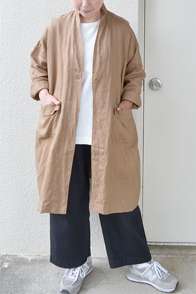 【送料無料】フレンチリネン アトリエコート(ベージュ)