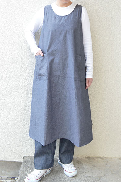 【メール便送料無料】コットンダンガリー ワンピースエプロン