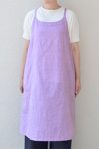 【メール便送料無料】コットンリネンシャンブレー キャミソールエプロン(全3色）