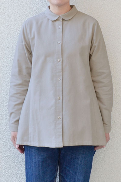 【SALE50％OFF】コットンフランネル フレアブラウス(ベージュ）