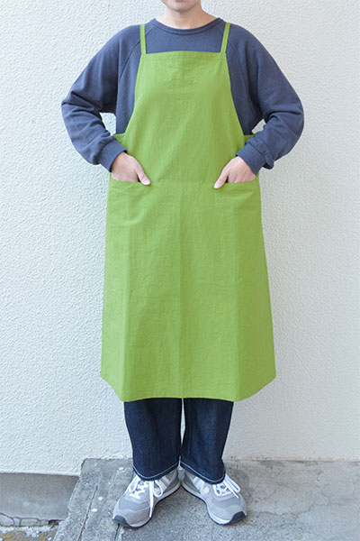 綿麻高密度ローン エプロンワンピース