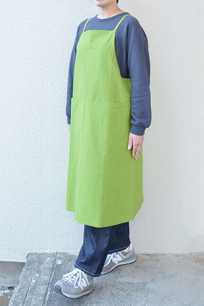綿麻高密度ローン エプロンワンピース