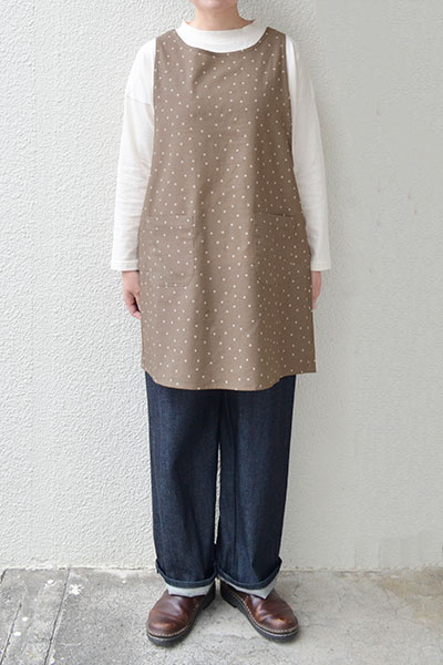 コットンリネンドット ミドルクロスエプロン
