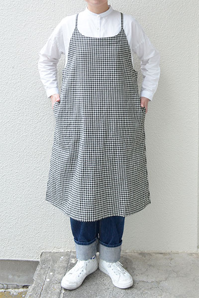 【メール便送料無料】コットンネップギンガム&チドリ キャミソールエプロン(全2柄）