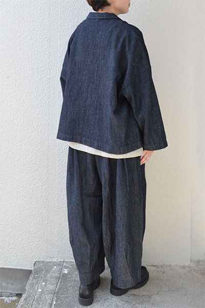 コットンリネンデニム テーラードジャケット