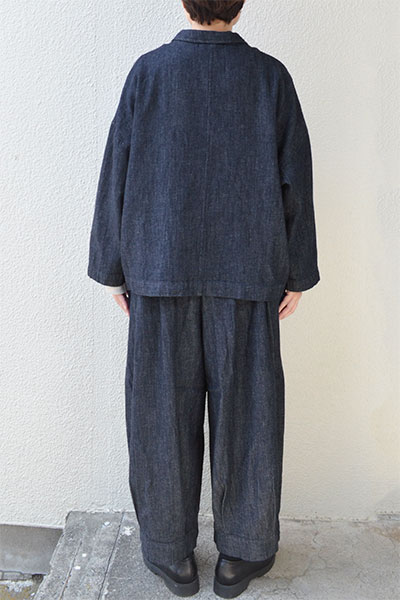 現行 ラルディーニ1630 デニム調 テーラードジャケット リネン コットン コットンリネンデニム テーラードジャケット