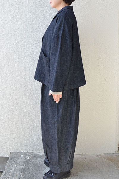コットンリネンデニム テーラードジャケット