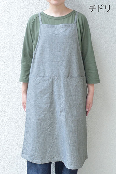 コットンリネンチェック エプロンワンピース - homeworking通販