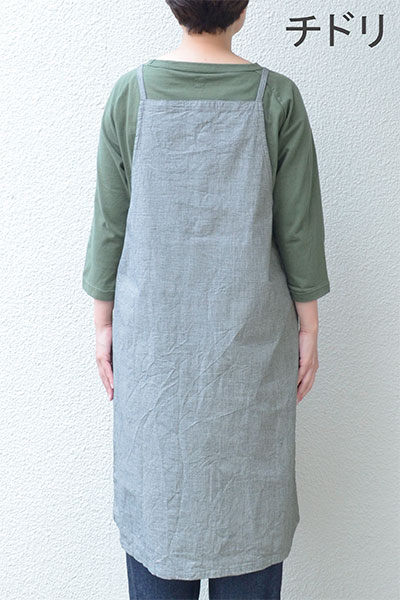 コットンリネンチェック エプロンワンピース - homeworking通販サイト