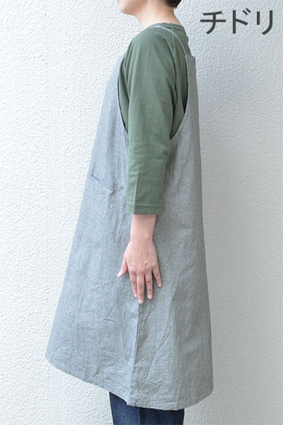 コットンリネンチェック エプロンワンピース - homeworking通販