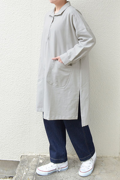 【SALE50%OFF】フランネル起毛 オープンカラープルオーバー(全2色）