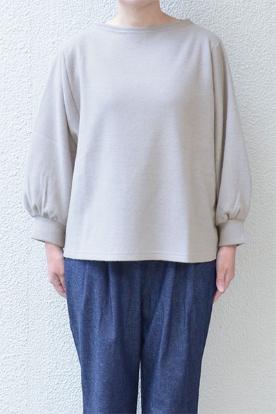 【SALE30%OFF】ウール混天竺 ワイドスリーブプルオーバー(グレー）