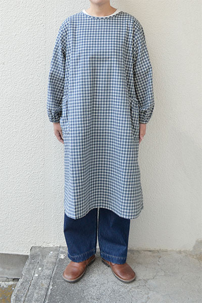 【メール便送料無料】先染TOP糸ギンガム スモック(全2色）