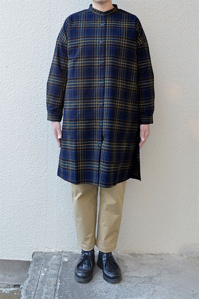 【SALE30%OFF】コットンフランネル ポケットロングシャツ(全2色）