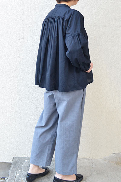 ローンミモザ刺繍 切替ギャザーブラウス-homeworking通販サイト