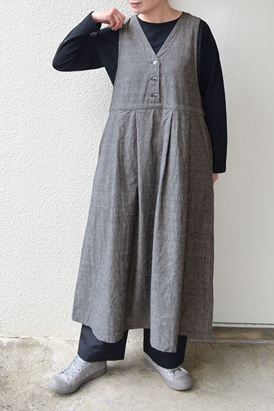 【送料無料】コットンダンガリー ジャンパースカート