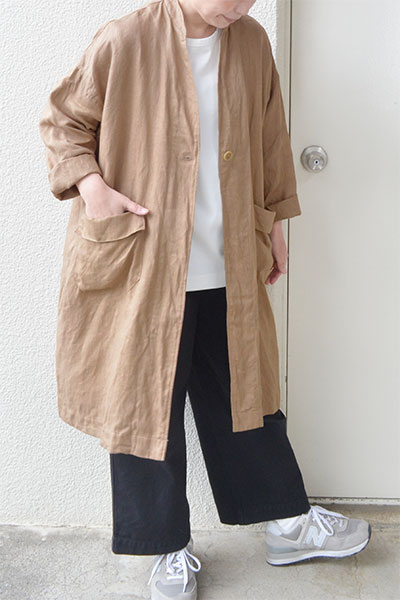 ETS.MATERIAUX 21ss フレンチリネン　アトリエコート サイズ3 フレンチリネンツイル アトリエコート-homeworking通販サイト