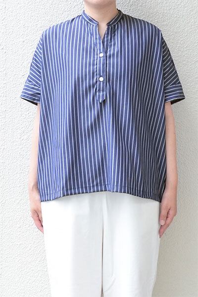 【SALE30%OFF】【メール便送料無料】クリアコットンストライプ スキッパープルオーバー(全2色）