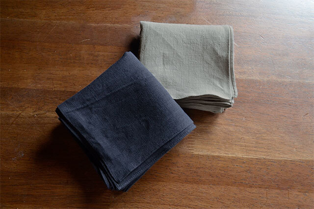 【メール便可】【オンライン限定】フレンチリネンキャンバス ハンカチ(全2色）