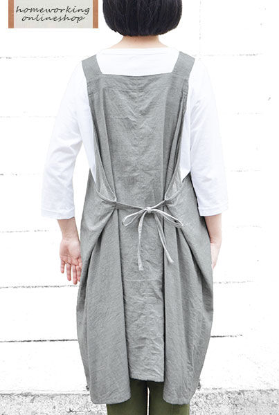 ツイルワッシャーワイドワンピースエプロン