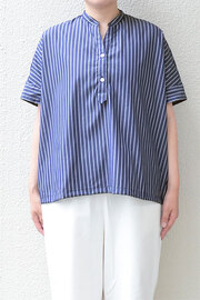 【SALE30%OFF】【メール便送料無料】クリアコットンストライプ スキッパープルオーバー(全2色）