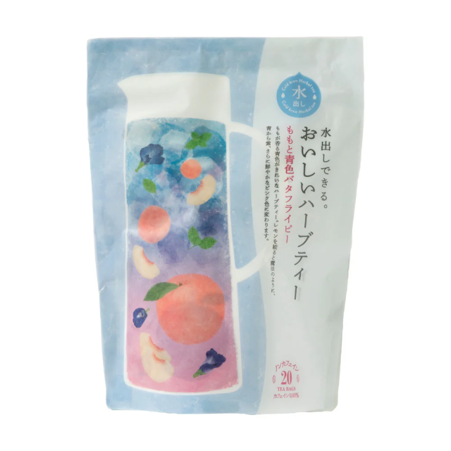水出しできる。おいしいハーブティー ももと青色バタフライピー　20 ティーバッグ