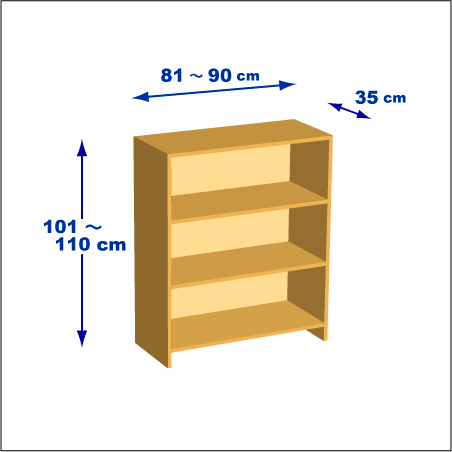 横幅81-90／高さ101-110／奥行35cmの棚ユニット