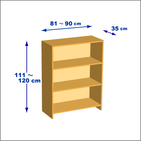 横幅81-90／高さ111-120／奥行35cmの棚ユニット
