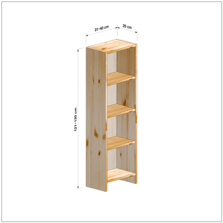 横幅31-40／高さ121-130／奥行25cmの棚ユニット