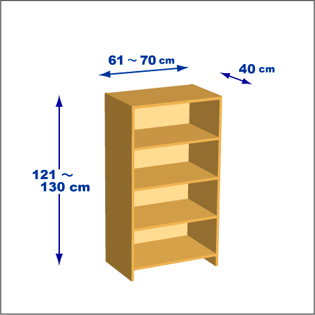 横幅61-70／高さ121-130／奥行40cmの棚ユニット