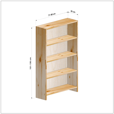 横幅71-80／高さ121-130／奥行25cmの棚ユニット