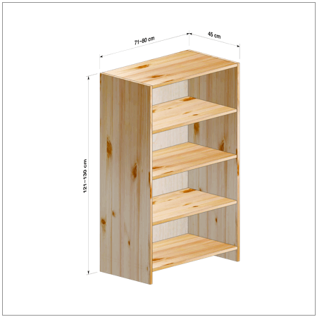 横幅71-80／高さ121-130／奥行45cmの棚ユニット