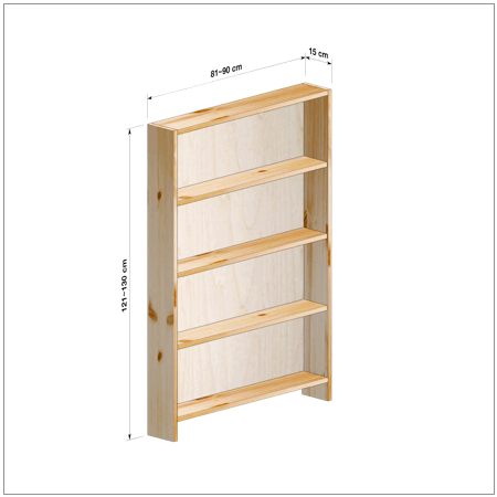 横幅81-90／高さ121-130／奥行15cmの棚ユニット