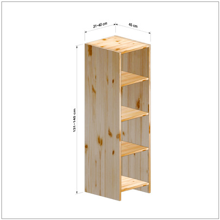 横幅31-40／高さ131-140／奥行45cmの棚ユニット