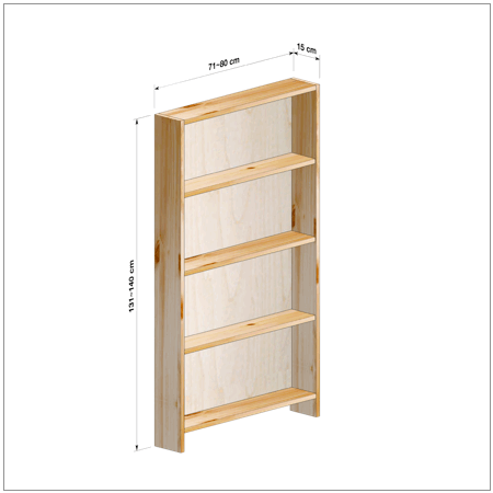 横幅71-80／高さ131-140／奥行15cmの棚ユニット