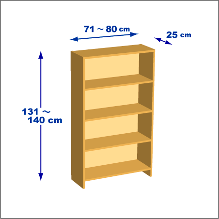 横幅71-80／高さ131-140／奥行25cmの棚ユニット