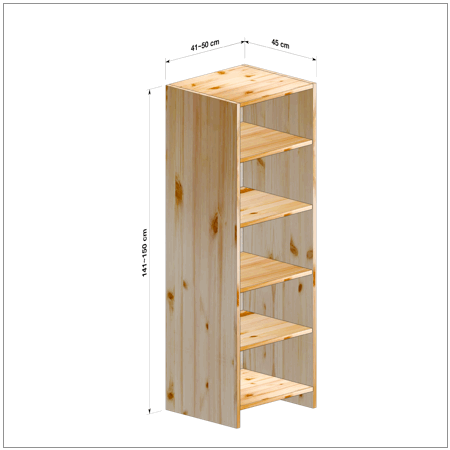横幅41-50／高さ141-150／奥行45cmの棚ユニット