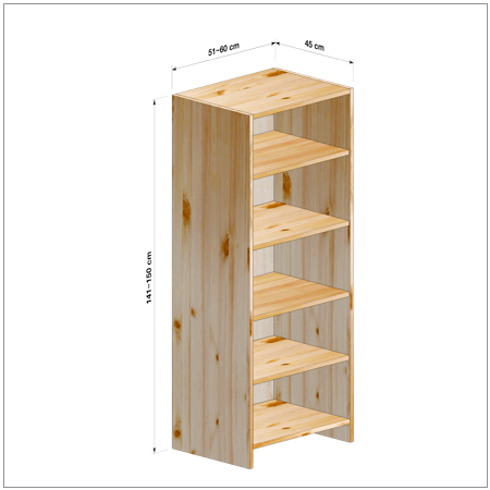 横幅51-60／高さ141-150／奥行45cmの棚ユニット