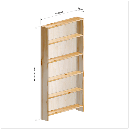 横幅71-80／高さ141-150／奥行15cmの棚ユニット