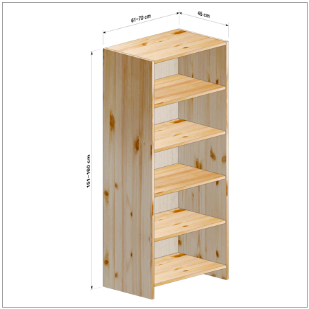 横幅61-70／高さ151-160／奥行45cmの棚ユニット