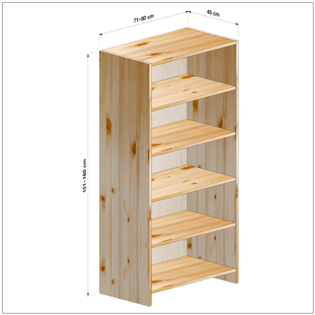 横幅71-80／高さ151-160／奥行45cmの棚ユニット