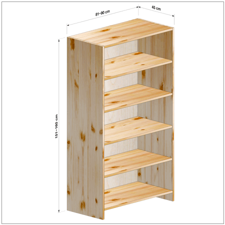 横幅81-90／高さ151-160／奥行45cmの棚ユニット