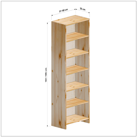 横幅51-60／高さ181-190／奥行35cmの棚ユニット