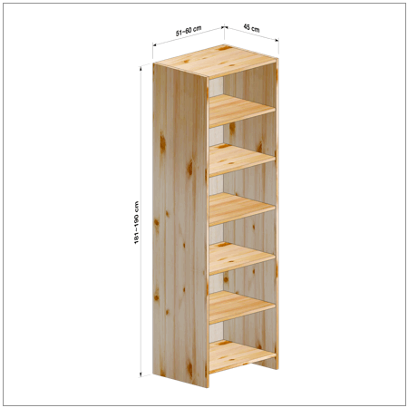 横幅51-60／高さ181-190／奥行45cmの棚ユニット