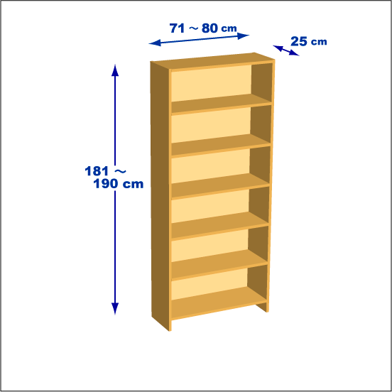 横幅71-80／高さ181-190／奥行25cmの棚ユニット
