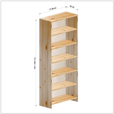 横幅71-80／高さ181-190／奥行35cmの棚ユニット