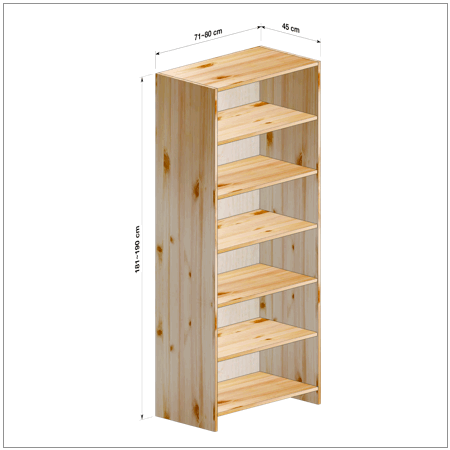 横幅71-80／高さ181-190／奥行45cmの棚ユニット