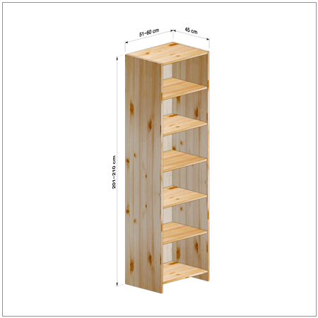 横幅51-60／高さ201-210／奥行45cmの棚ユニット