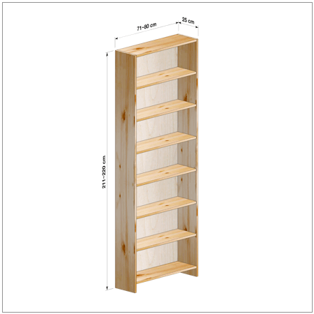 横幅71-80／高さ211-220／奥行25cmの棚ユニット