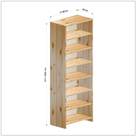 横幅71-80／高さ211-220／奥行45cmの棚ユニット